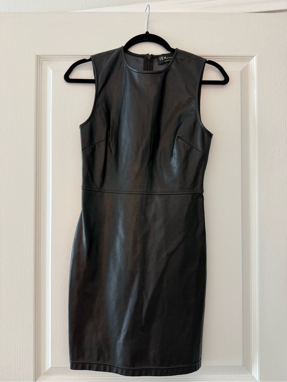 Babaton Black Faux Leather Sheath Dress